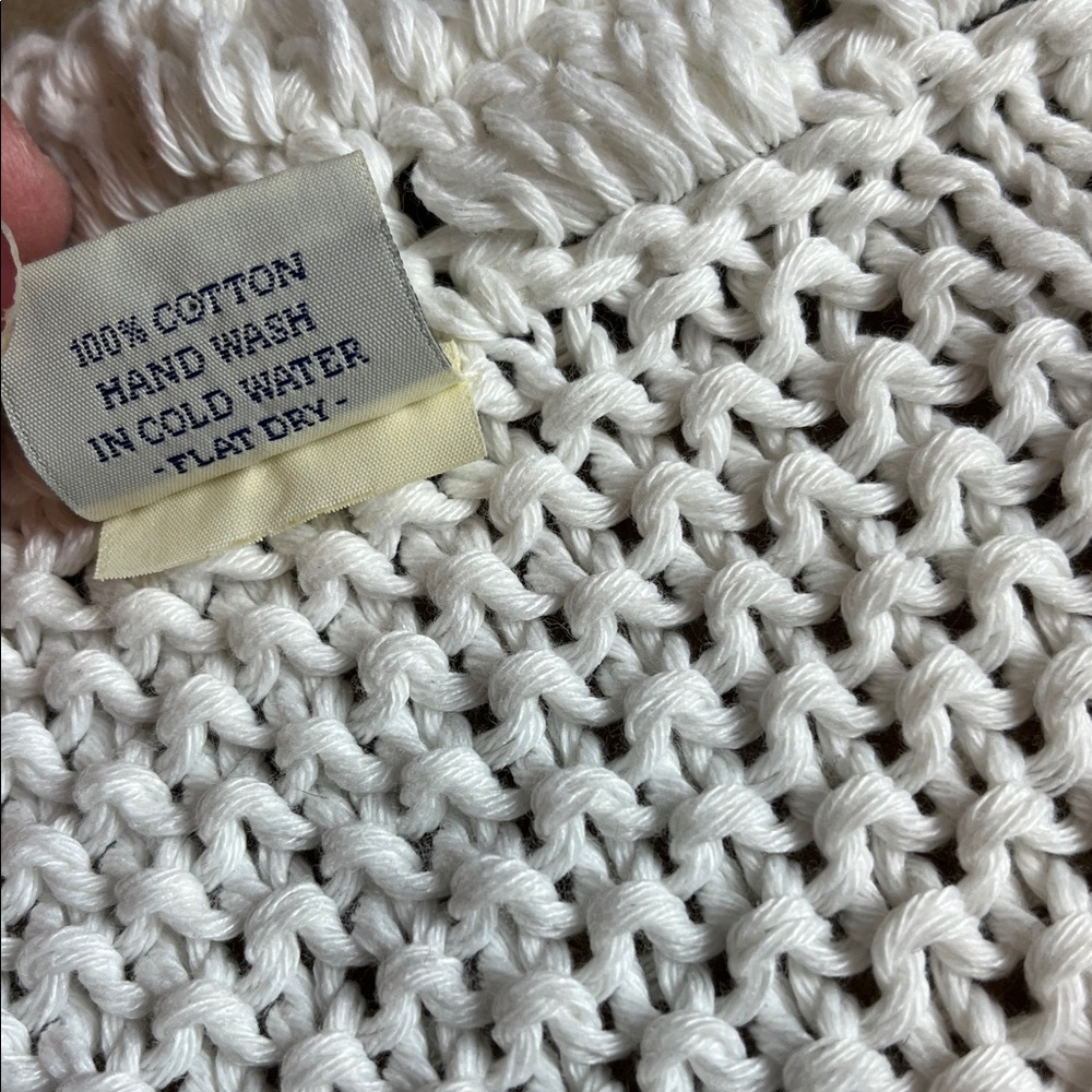 HANDKNITS BY EASTWINDS
Vintage 100% Cotton Cable Knit Flower Button Cardigan S - Picture 8 of 11